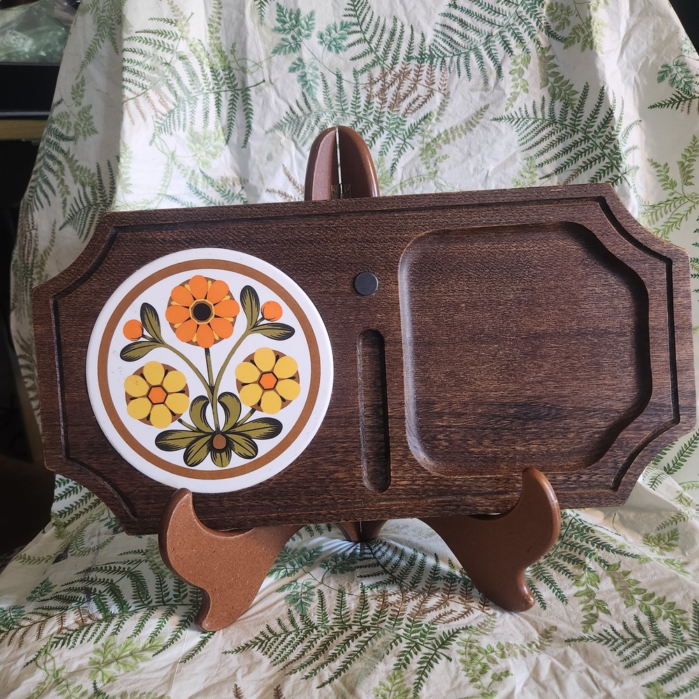 Vintage Wooden Charcuterie Board with Floral Design